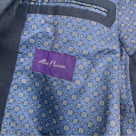 NWT Alan Flusser Alex1 Sport Coat Blazer Men’s L Navy Linen Blend Unstructured - Picture 7 of 9